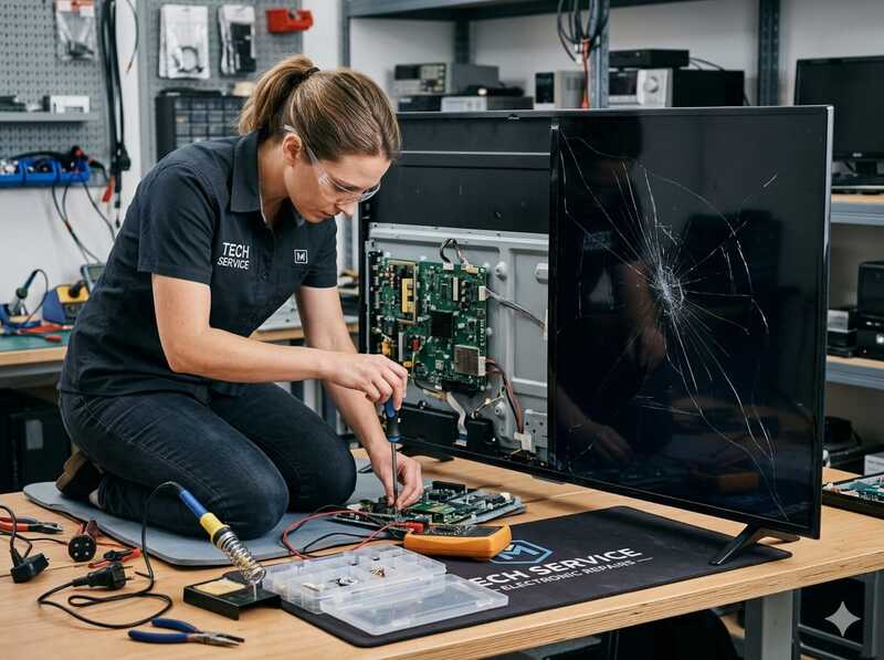 Sony TV technician repairing TV in Pune