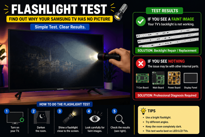 Samsung TV flashlight test