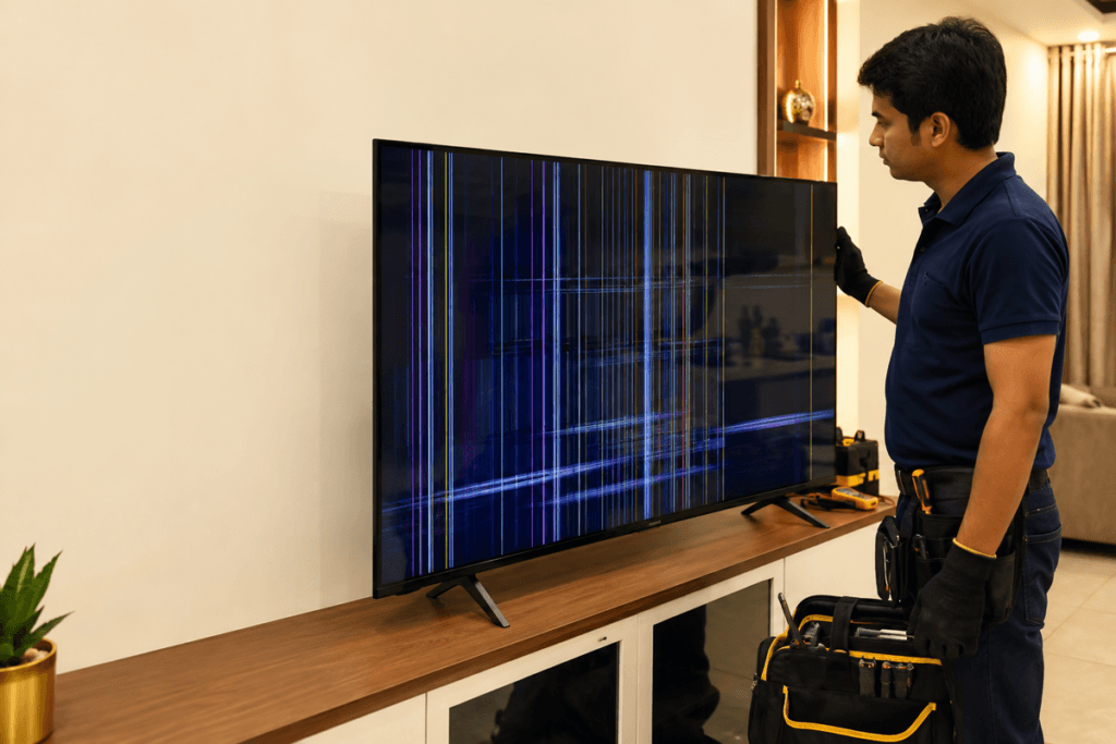 Sony Bravia TV showing vertical and horizontal lines on screen